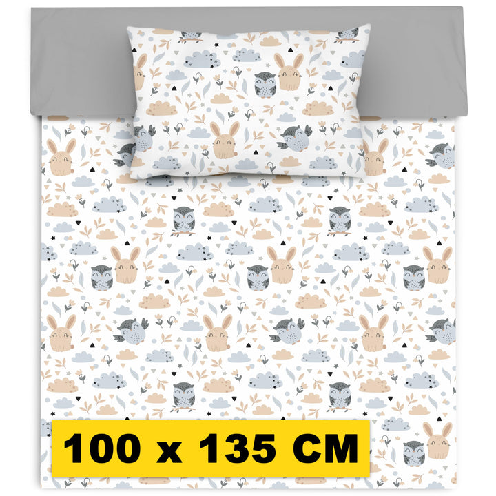 Amilian Kinder Bettbezug aus Baumwolle 100x135 - Weiche Bettwäsche für Kinderbett - Pflegeleichte Ki