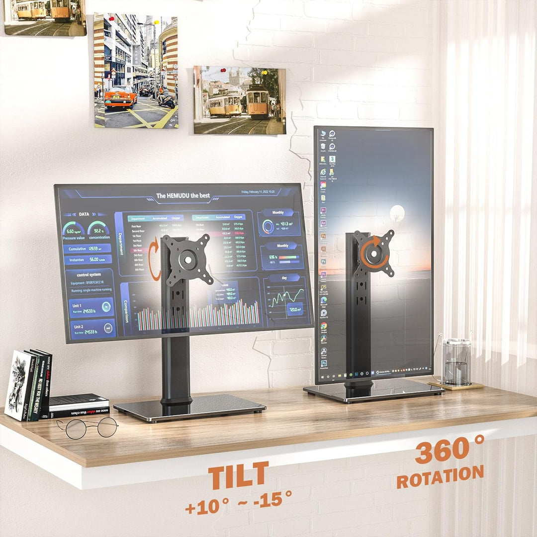 Hemudu Monitor Ständer Tischständer für 13 Zoll-32 Zoll Monitore, schwenkbar, neigbar, rotierbar, hö