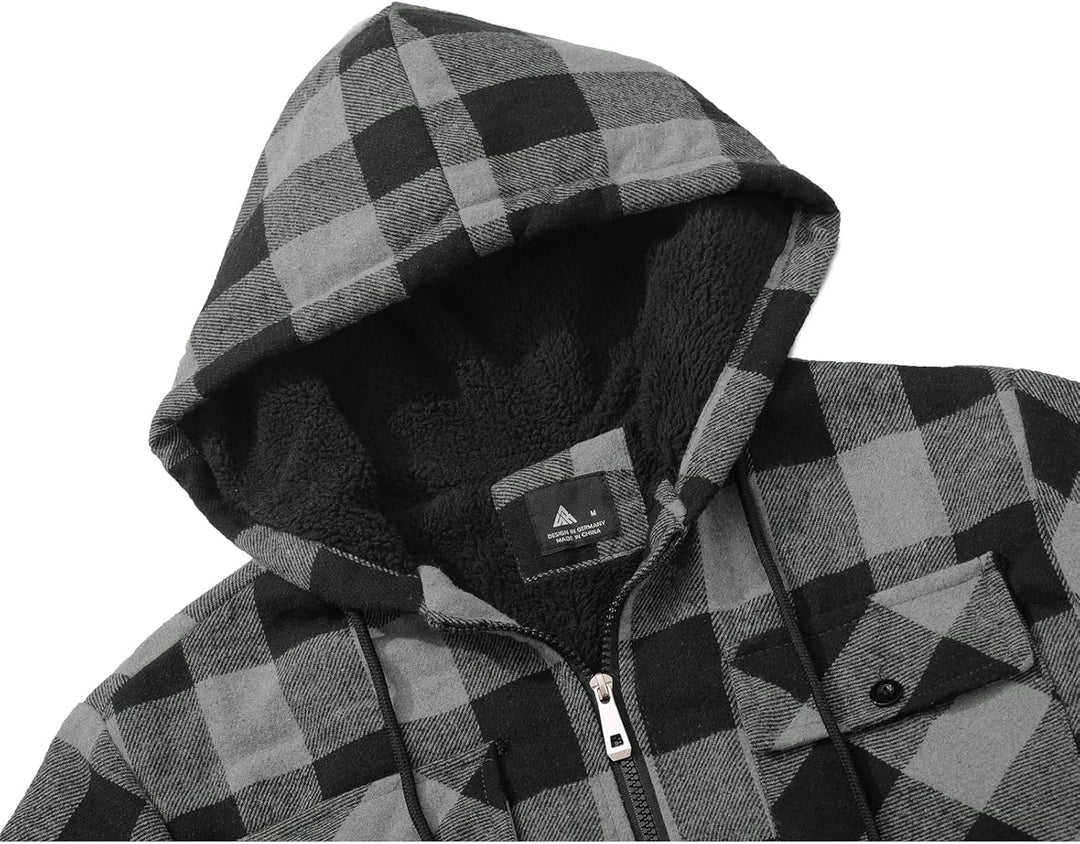 JACKETOWN Hemdjacke Kariertes Herren hoodies Flanelljacke Warm Thermohemd Herren Holzfäller Jacke Ve