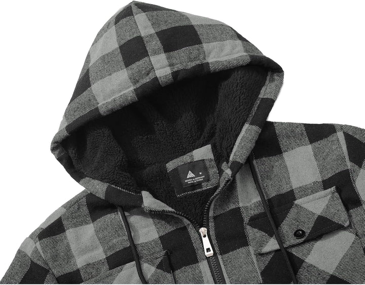 JACKETOWN Hemdjacke Kariertes Herren hoodies Flanelljacke Warm Thermohemd Herren Holzfäller Jacke Ve