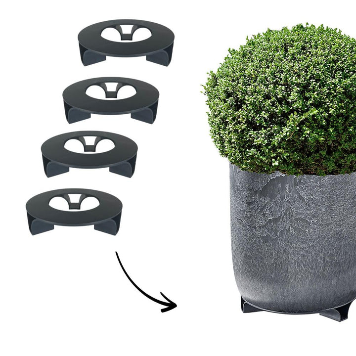 terraced® - 4er Set - Blumentopf Untersetzer - Farbe: Anthrazit - Rund - 16cm Durchmesser – Unterset