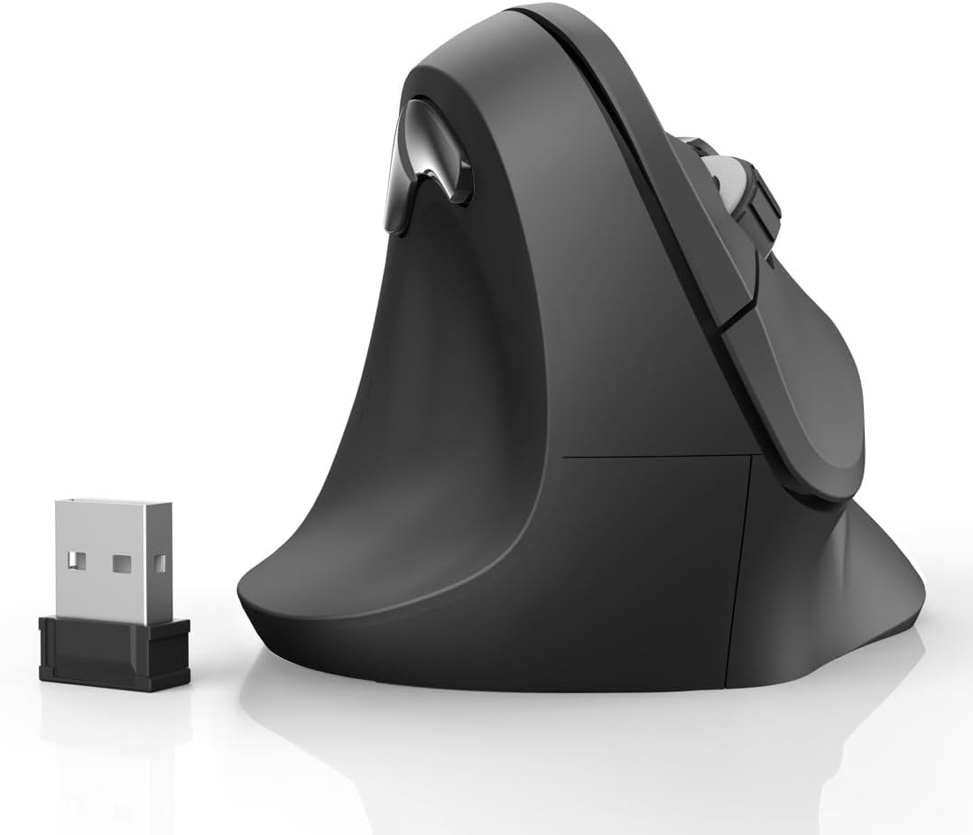 Hama kabellose Maus für Linkshänder ergonomisch EMW-500L (Wireless Funkmaus vertikal, links, 6-Taste