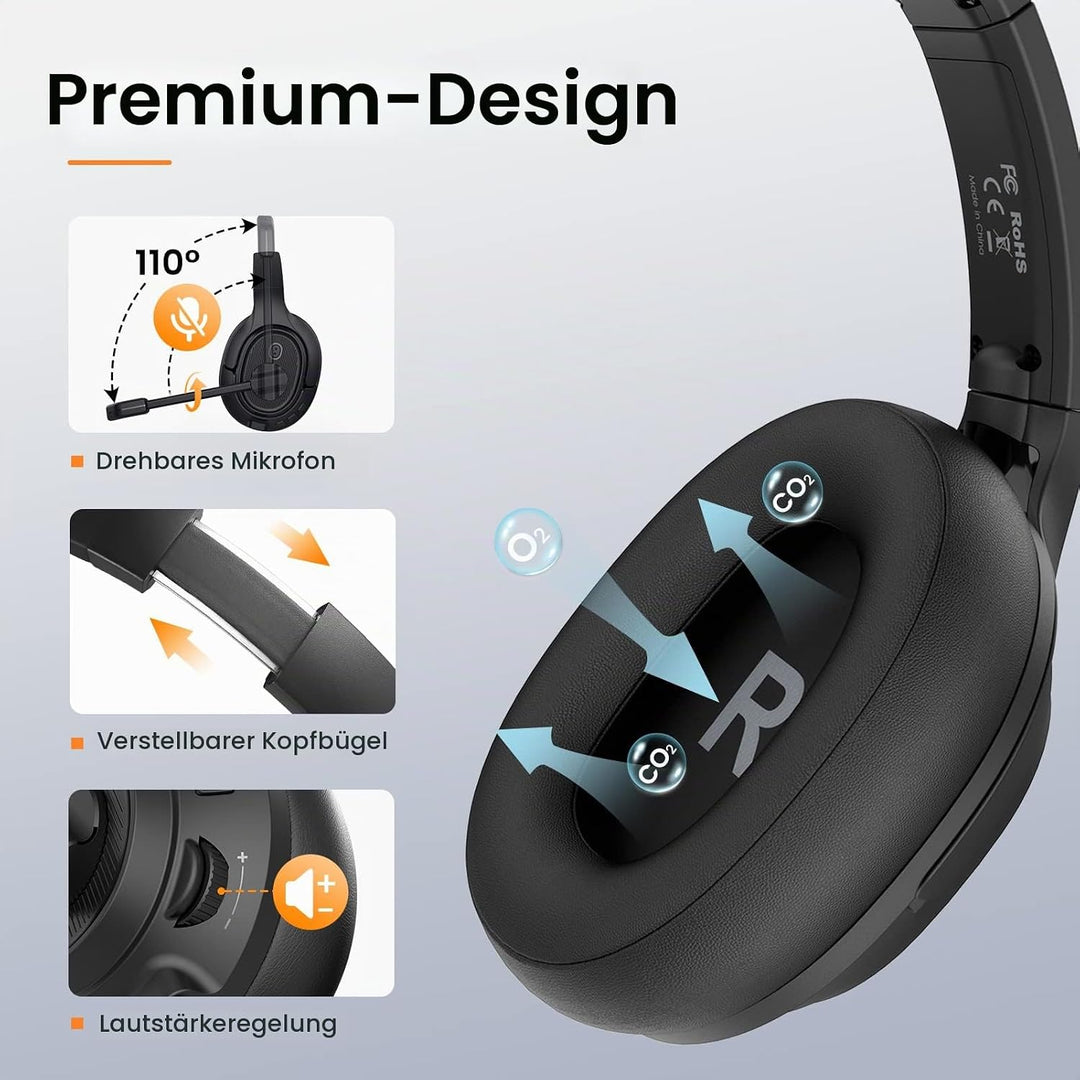 EKSA H2 USB Headset mit Mikrofon, Office PC Headset mit ENC Mic, Stummschalter &amp; Lautstärkeregler, O