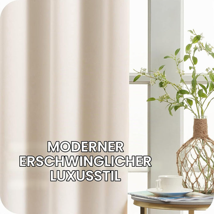 MRTREES Vorhänge Beige Blickdicht Gardinen Wohnzimmer Kurz Vorhang mit Ösen 2er Set, 160 cm Lang, 14
