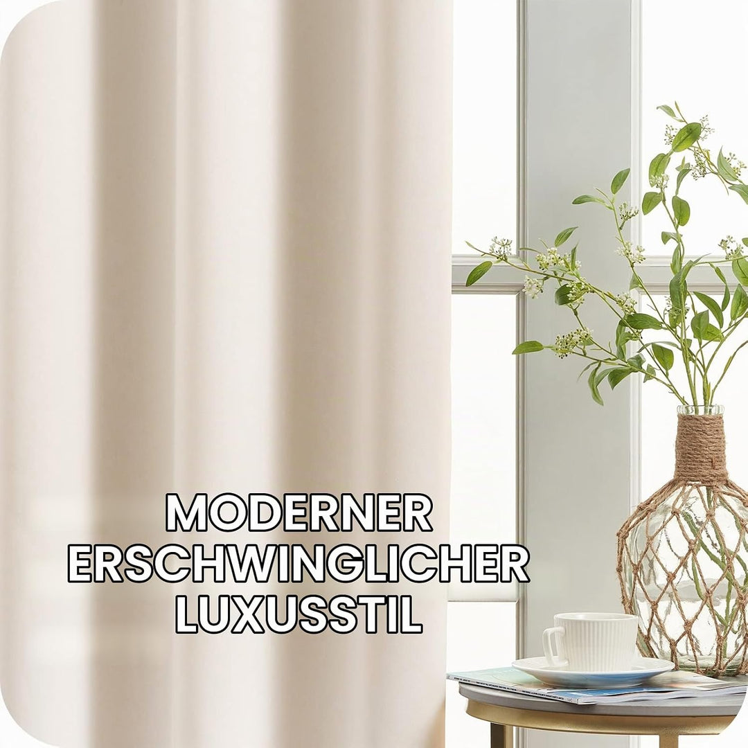MRTREES Vorhang Beige Blickdicht Gardinen mit Ösen 2er Set Dicker Stoff 100% Lichtdichte Vorhänge Th