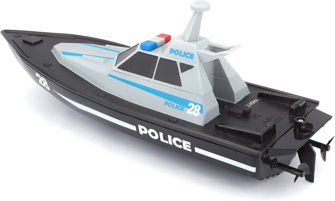 Bauer Spielwaren M82196 Tech R/C Polizeiboot: Ferngesteuertes Spielzeugboot im Polizei-Look, 35 Mete