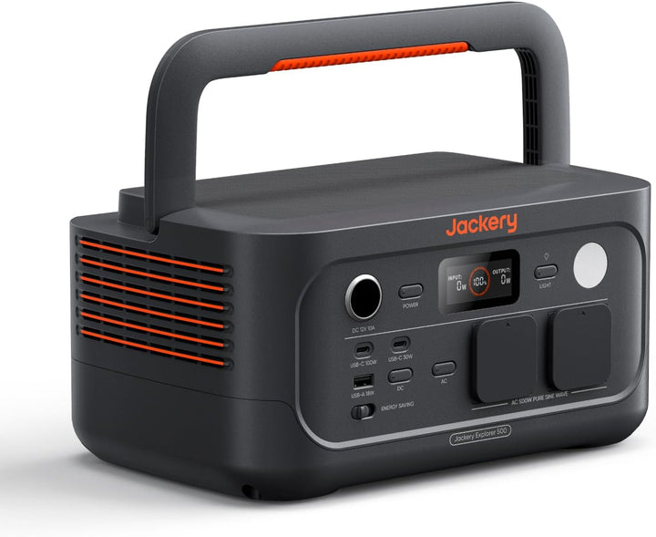 Jackery Explorer 500 V2 Tragbare Powerstation, 512Wh Solargenerator 230V/500W (Spitze 1000W) mit Sch