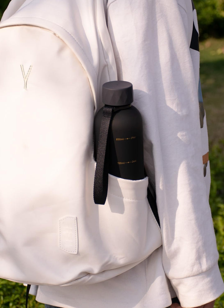 Opard Slim Pro Trinkflasche 1l, Kohlensäuregeeignete Wasserflasche mit facettiertem gummiertem Griff