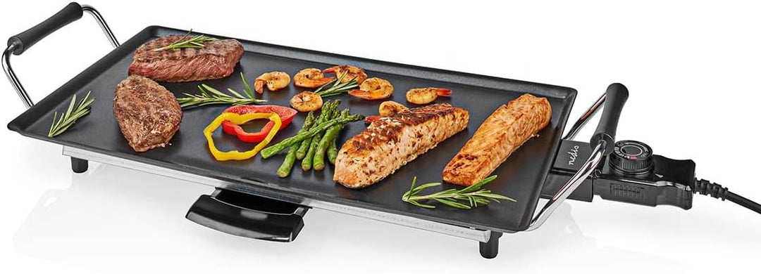 Nedis FCTE110EBK50 Teppanyaki-Grill – 50cm Grillplatte – 2.000W – Temperaturregelung – Antihaftbesch