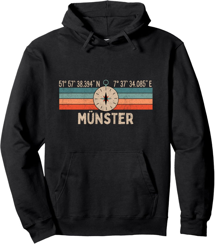 Vintage Münster Kompass Retro Heimatstadt Pullover Hoodie