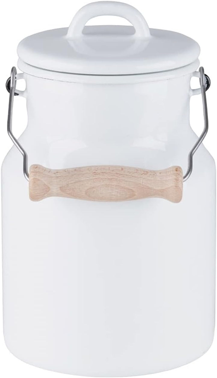 Riess, 0457-033, Oma's Milchkanne 1.5 Liter, CLASSIC-WEISS, Höhe 19.2 cm, Durchmesser 13 cm, mit Ema