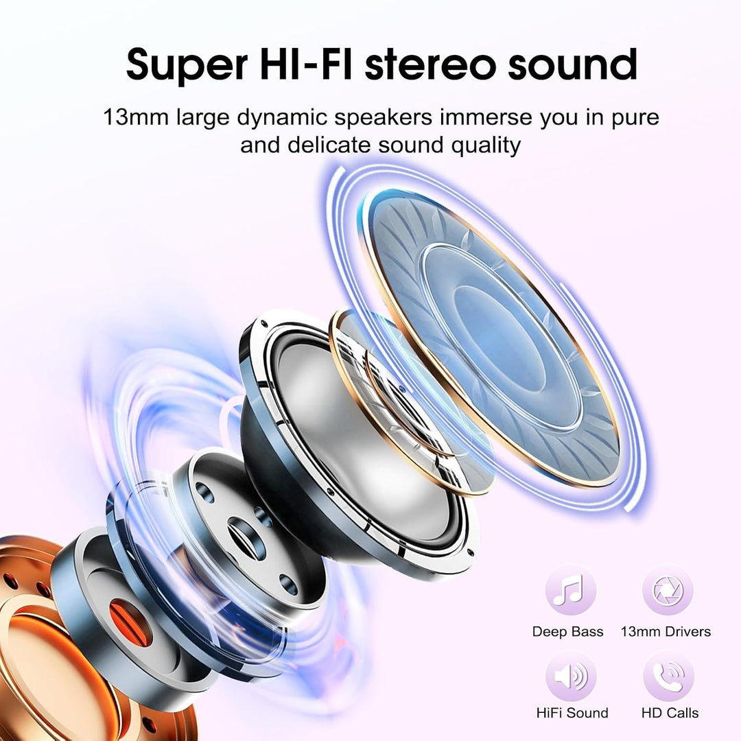 Csasan Bluetooth Kopfhörer, Kopfhörer Kabellos Bluetooth 5.3, In Ear Kopfhörer mit 4 Mic, 2026 Neue