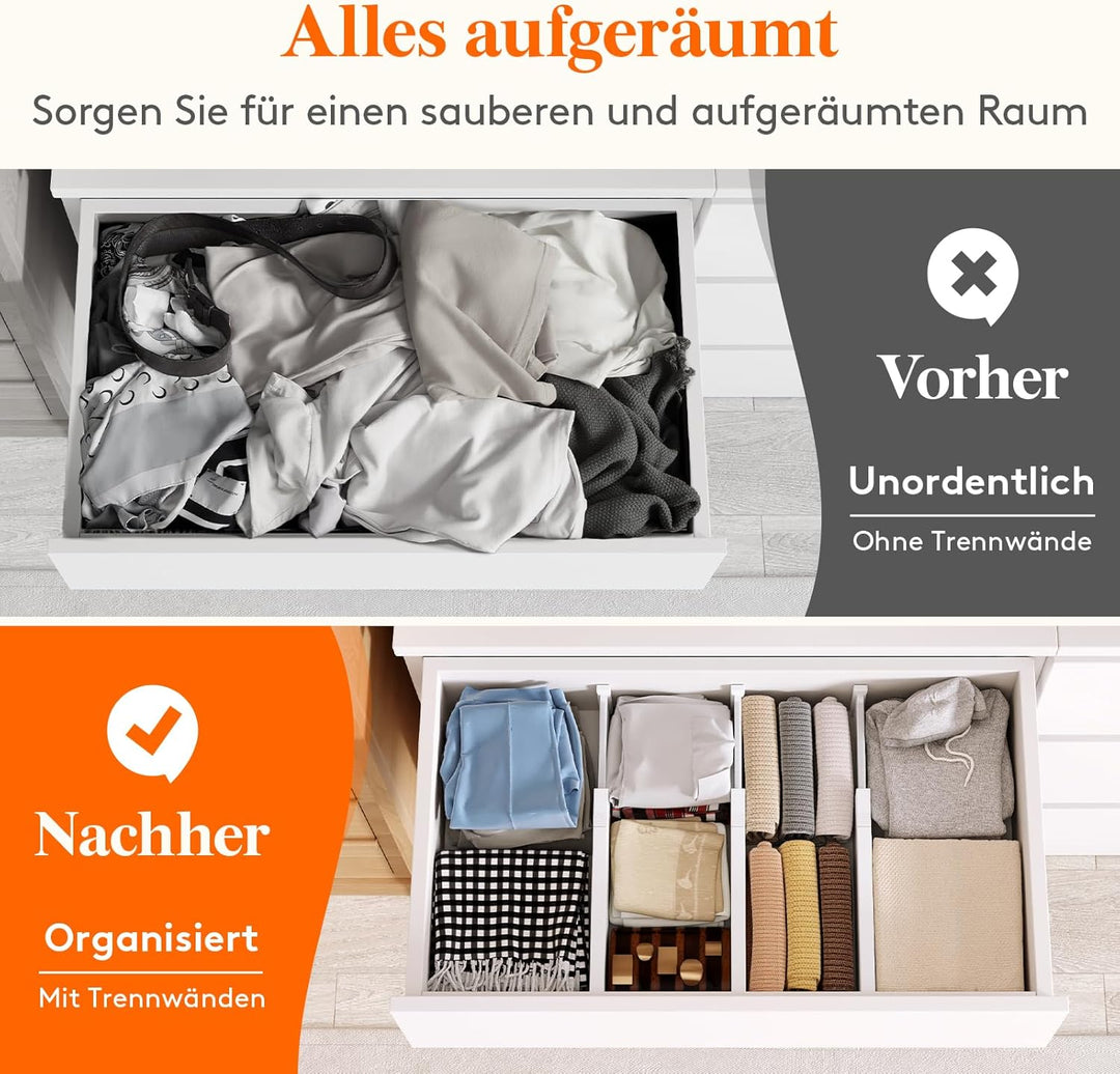 Lifewit 4 Set Schubladentrenner für Innenlänge 32–56cm & Höhe＞10.5cm Schubladen, Verstellbar Schubla