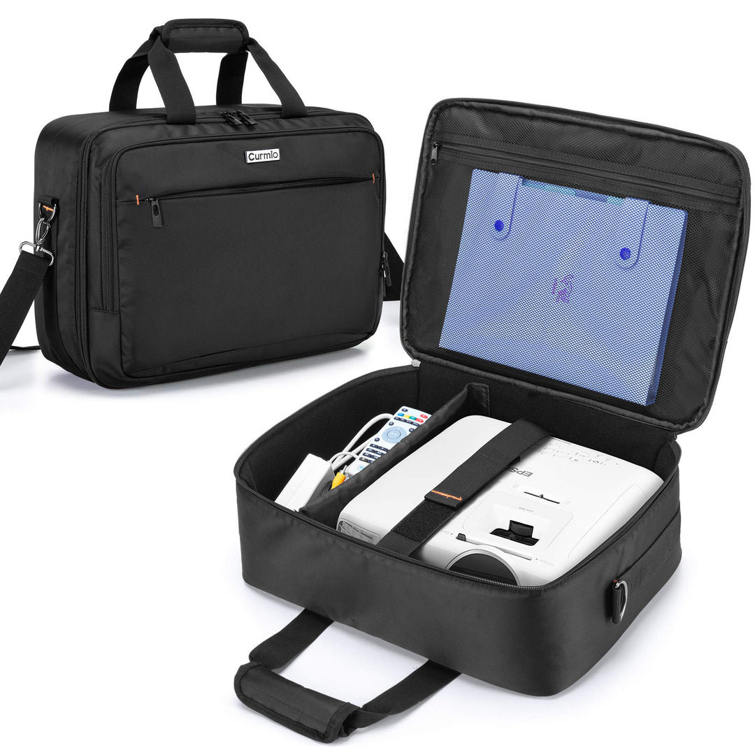 CURMIO Beamertasche für Beamer, Projektor Reisetasche mit Separatem Fach für Laptop, Beamer Tasche f