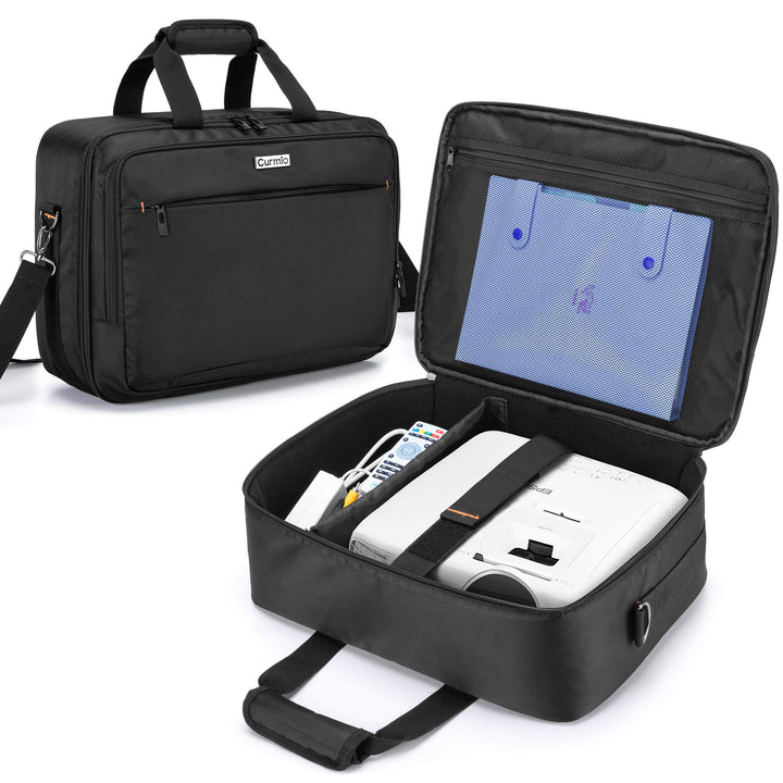 CURMIO Beamertasche für Beamer, Projektor Reisetasche mit Separatem Fach für Laptop, Beamer Tasche f