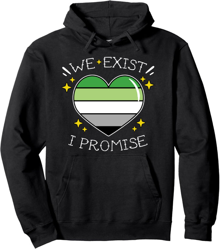 Aromantic Pride Gay Heart We Exist I Promise Gift Pullover Hoodie