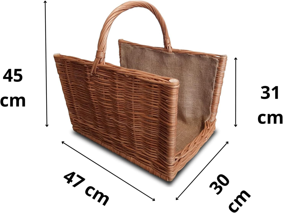 Ogrodzenia Wiklinowe Kleiner Kaminholzkorb 47 x 30 cm Holzkorb für Kaminholz - Design Henkelkorb Gef