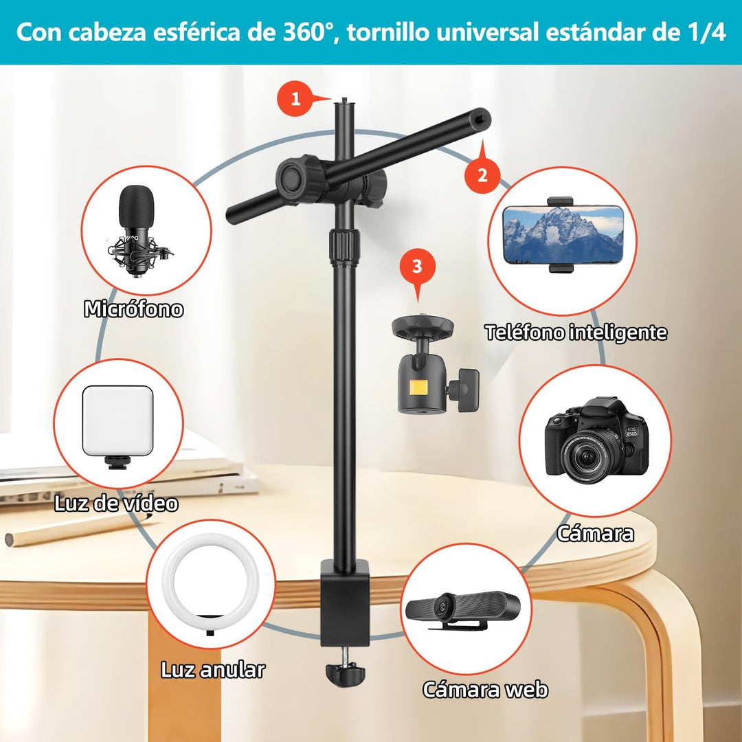 JEBUTU OS02 Kamera Tischstativ Overhead Stativ, 31-97cm verstellbar Kamera Tischhalterung für Kamera