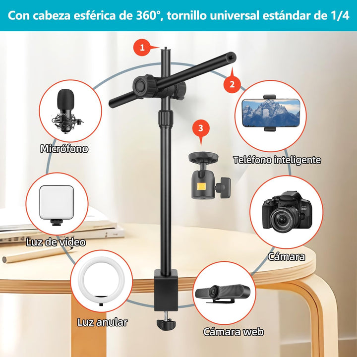 JEBUTU OS02 Kamera Tischstativ Overhead Stativ, 31-97cm verstellbar Kamera Tischhalterung für Kamera