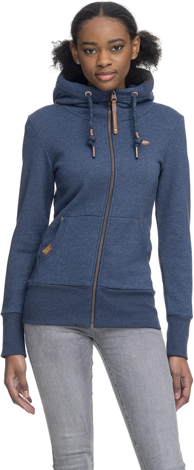 Ragwear NESKA Zip Damen Frauen Kapuzenjacke,Zip Hoodie,Kapuzenpullover,Sweatjacke L Navy 2221_2028,