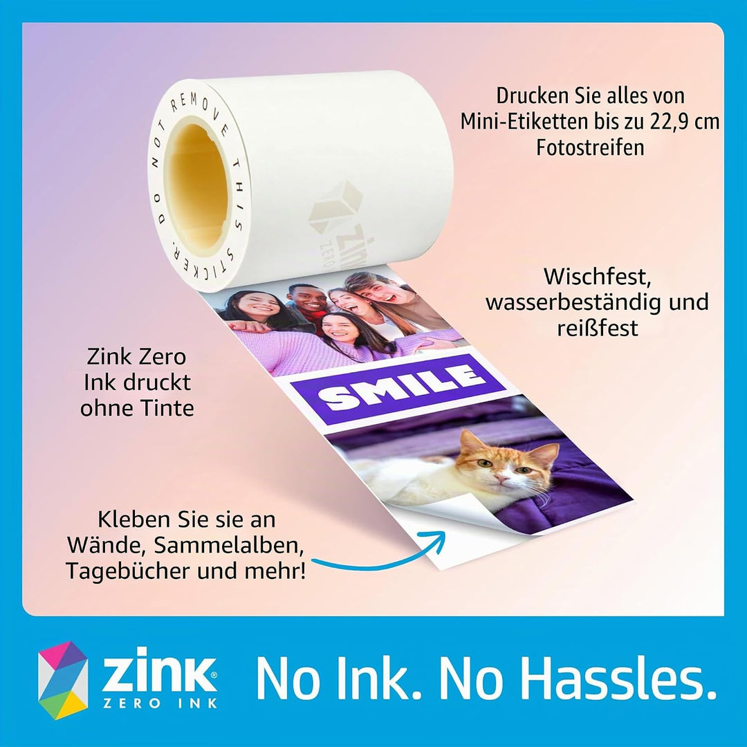 HP Sprocket Panorama Tragbarer Sofort-Farbetiketten- und Fotodrucker (Grau), Geschenkpaket mit Etui,