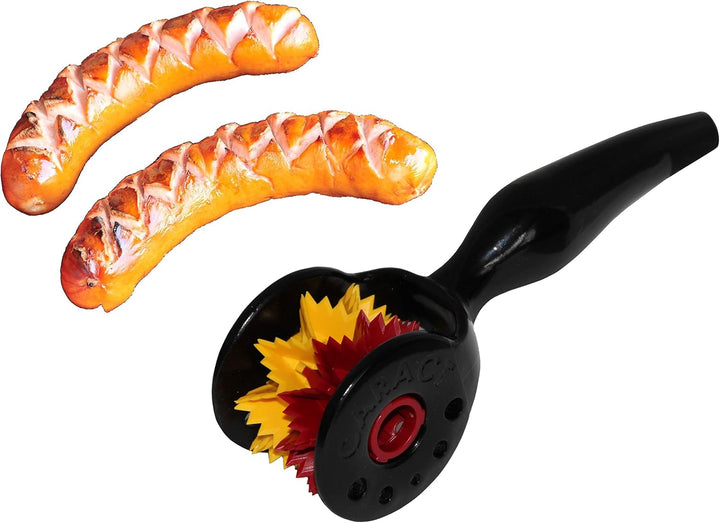 CARACT, originelles Grillzubehör zum einschneiden für Grill- und Bratwürste Schwarz-Rot-Gold Deutsch