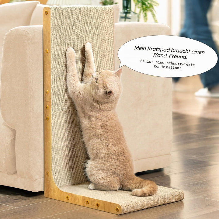 Conlun Kratzbrett für Katzen,66 cm L-förmige Wandmontage, vertikale Kratzfläche, strapazierfähige Pa