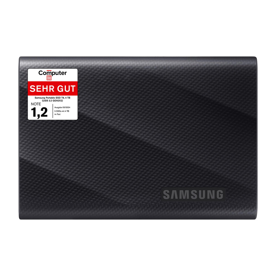 Samsung Portable SSD T9, 4 TB, 2.000 MB/s Lesen, 2.000 MB/s Schreiben, USB 3.2 Gen.2x2, Externe Fest