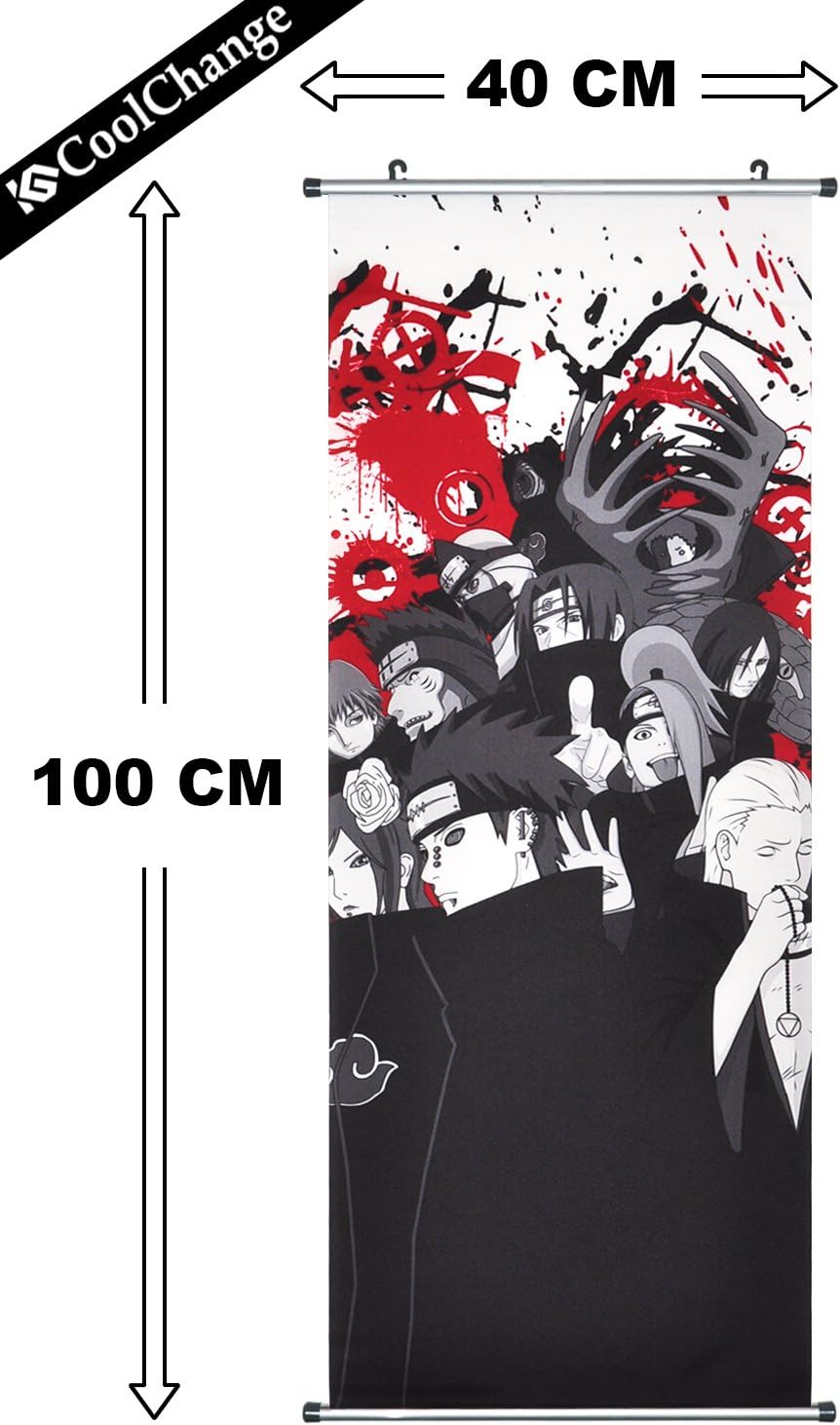 CoolChange Grosses Rollbild/Kakemono aus Stoff Poster, 100x40cm, Motiv: Akatsuki, Akatsuki
