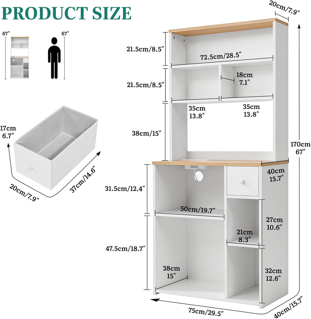 YITAHOME küchenregal mit Steckdose, 2 AC-Steckdosen, 2 USB-Anschlüssen, kaffeebar arbeitsplatte, Reg