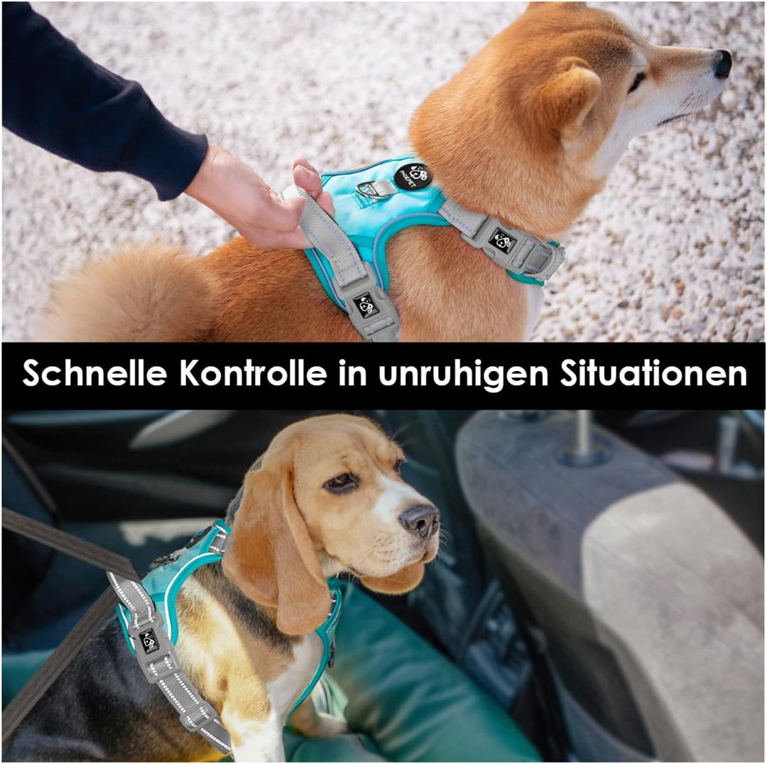 PHOEPET Anti-Zug Hundegeschirr - Reflektierendes Verstellbares Welpen-Sicherheitsgeschirr für kleine