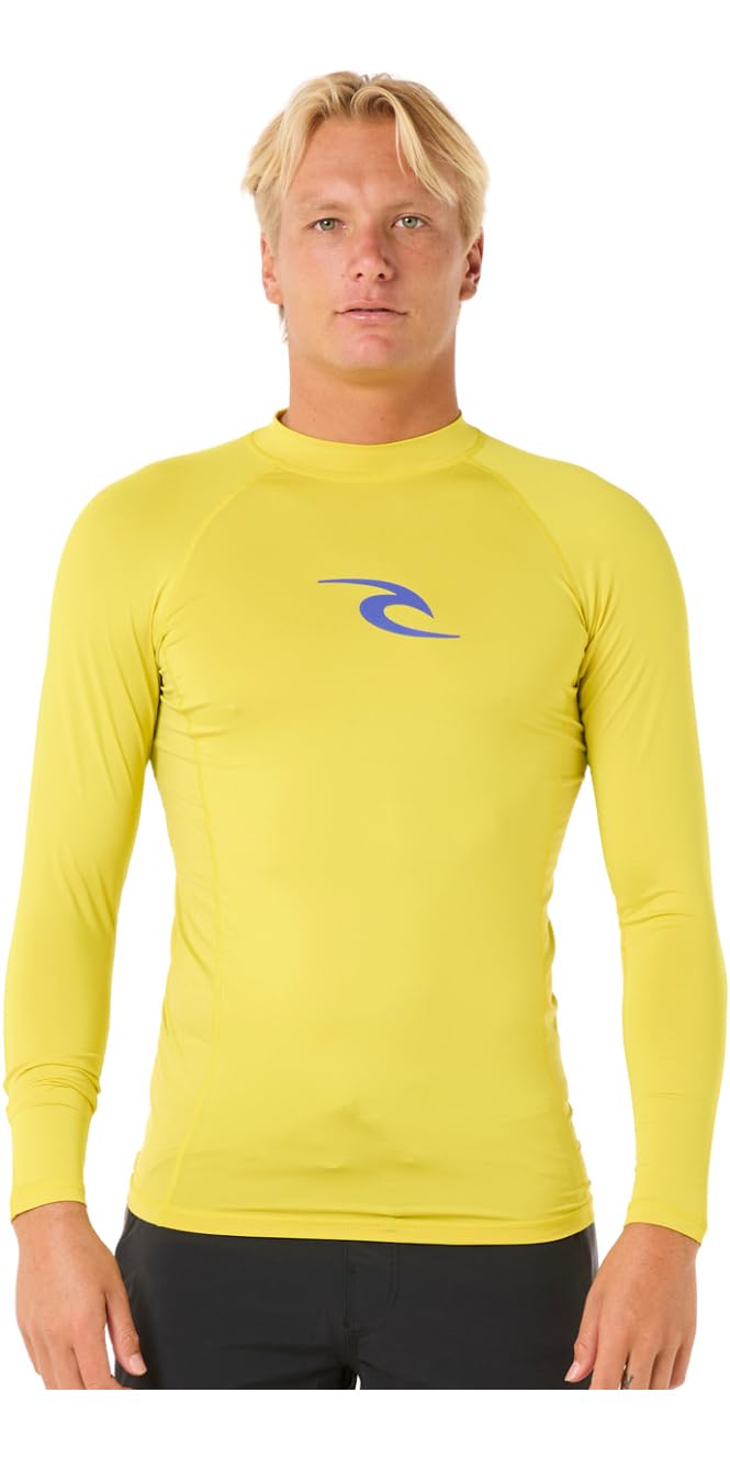 Rip Curl Herren Waves UPF 50 Performance Long Sleeve Rashguard Rash-Guard-Shirt XL Schwefel, XL Schw