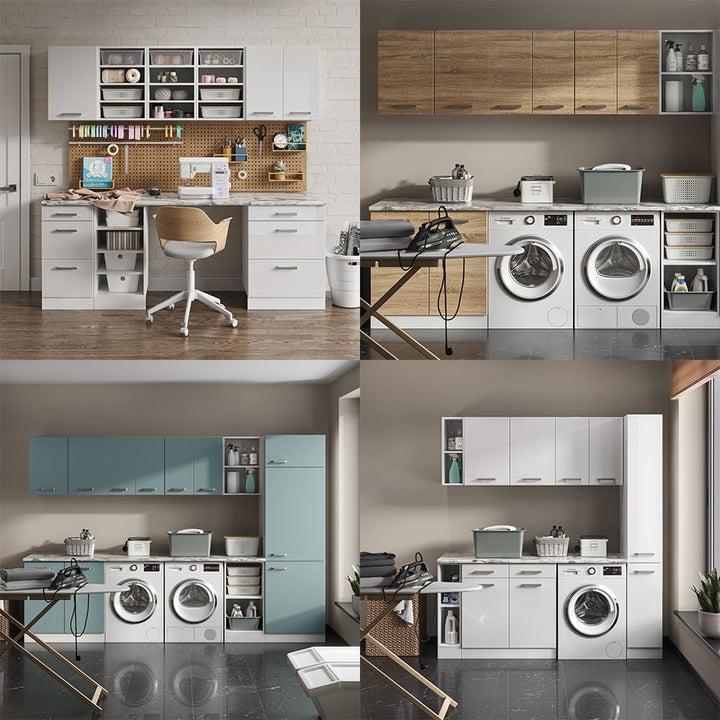 Vicco Hängeschrank R-Line, Wandhängeschrank, Weiss/Weiss, 40 cm mit offenen Regalen Weiss Regalhänge