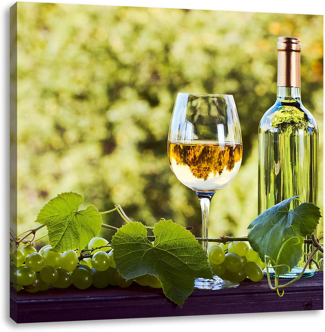 Wein und Weintrauben, Format: 70x70 auf Leinwand, XXL riesige Bilder fertig gerahmt mit Keilrahmen,