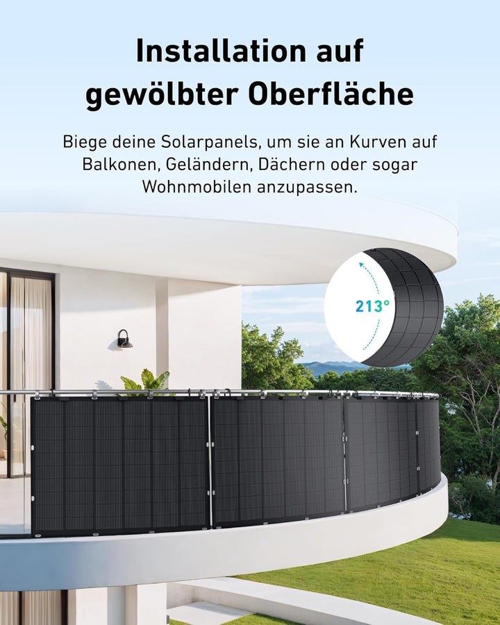 ALLDREI® flexible Solarmodule 2er Set - 900W flexibles Solarpanel-Kit, 213°Biegung PV Module mit TOP