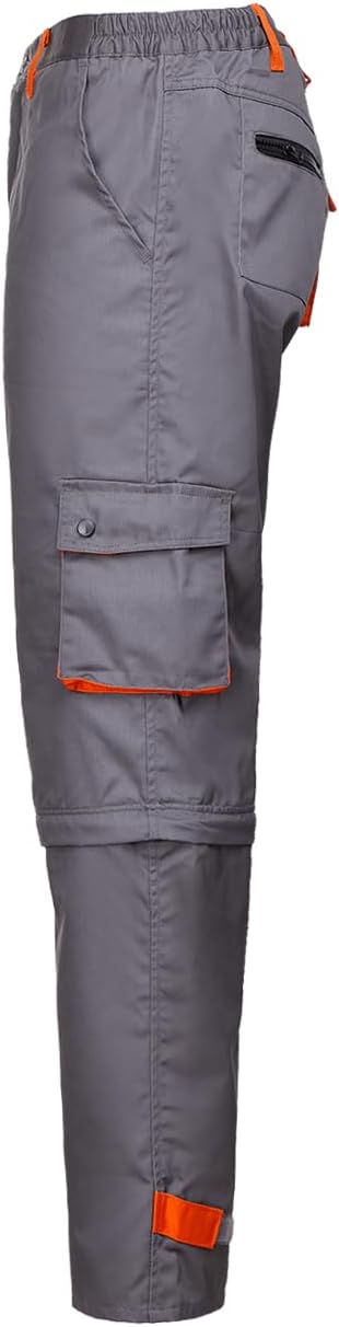 Stenso Desman Herren Bundhosen Cargohose und kurzen Arbeitshosen 2 in 1 - Grau/Orange 52, 52