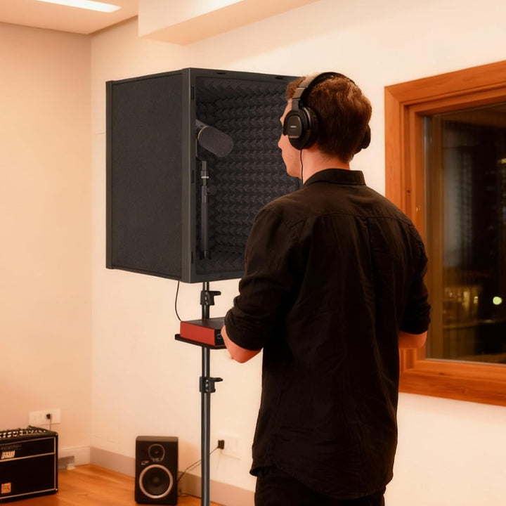 TONOR Mikrofon-Isolationsschild für Studios, gerahmte Akustikschaumstoffbox für professionelle Aufna