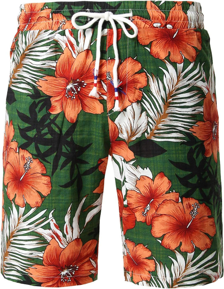 JOGAL Herren Casual Floral Blumenmuster Kurzarm Hawaiihemd Grün XXL, Grün XXL