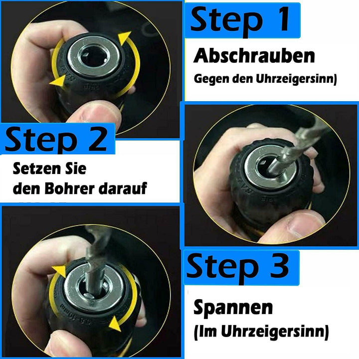 21V Akkuschrauber Bohrschrauber 45Nm Akkubohrer mit 2 X Li-Ion 1.5Ah Akku, Schlagbohrschraube, 2-Gan