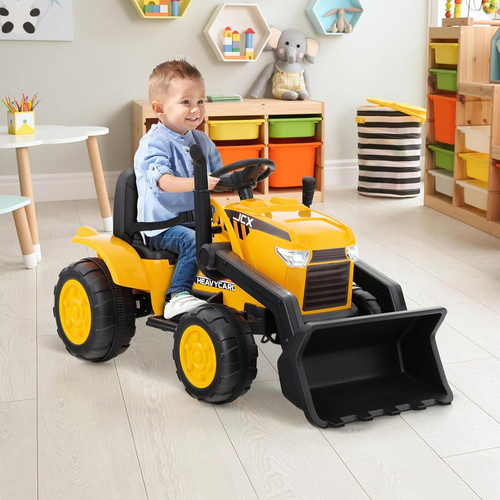 DREAMADE Elektro Sitzbagger mit Verstellbarer Grabschaufel, Bagger zum draufsitzen mit Fernbedienung