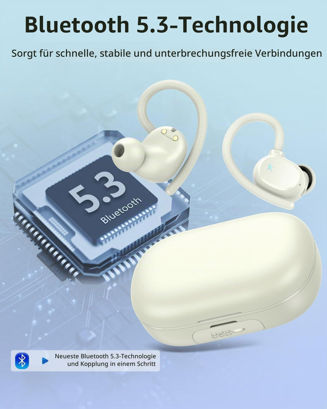 Bluetooth Kopfhörer Sport, 2026 in Ear Kopfhörer Kabellos Bluetooth 5.3 mit HD Mic, Herausragender S