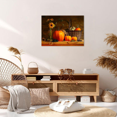 Bilder auf Leinwand Herbst Folk Tradition Kürbisse Leinwandbild 70x50cm Wandbilder Dekoration Wohnzi