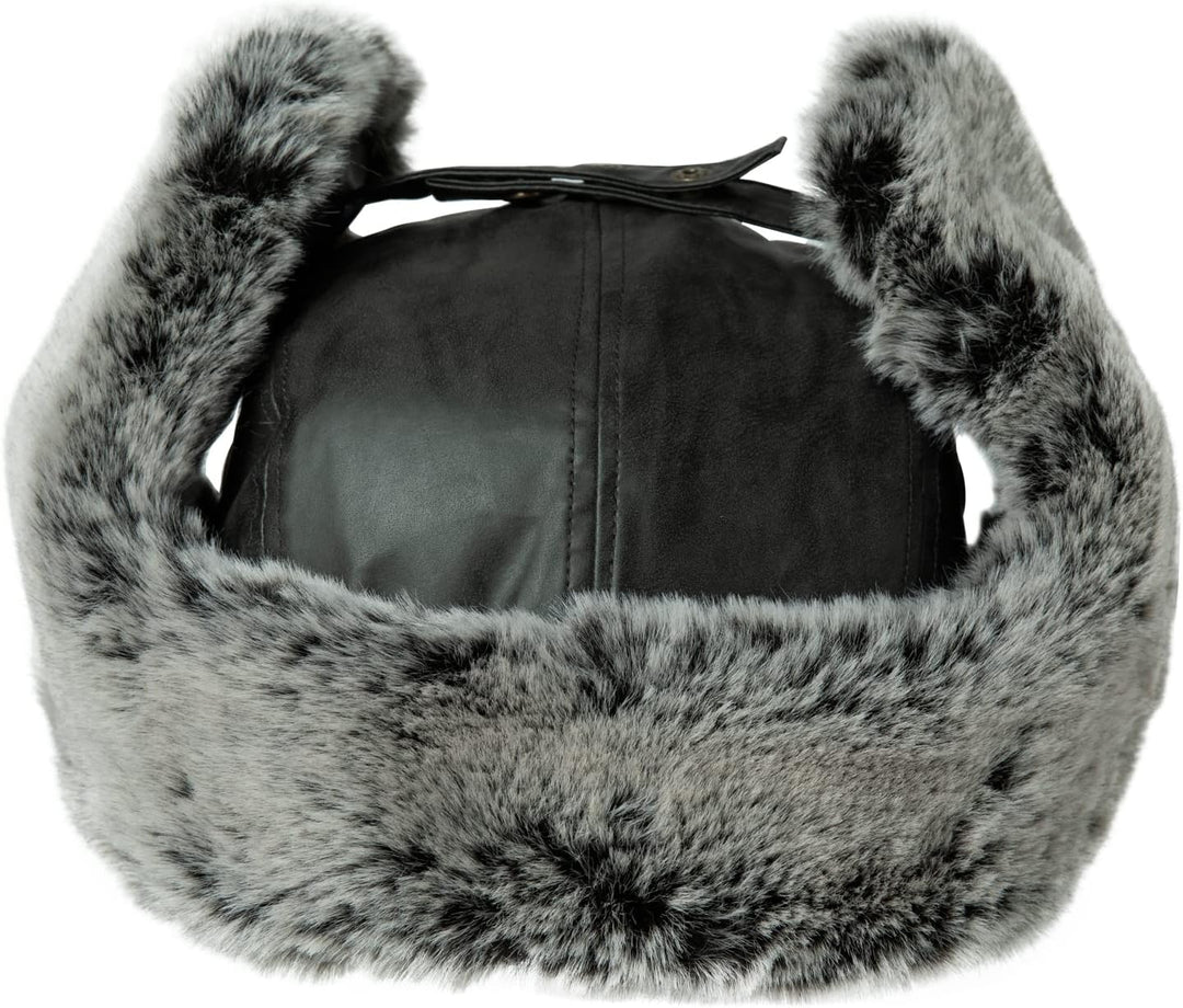Comhats Winter Trapper-Hut Kunstleder Aviator Pilotenmütze Herren Damen Warm Gefütterte Kunstpelz-Hu