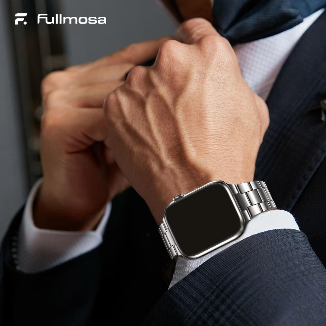 Fullmosa für Apple Watch Armband 45mm 44mm 42mm, Edelstal Metallarmband mit Uhrengehäuse für iwatch