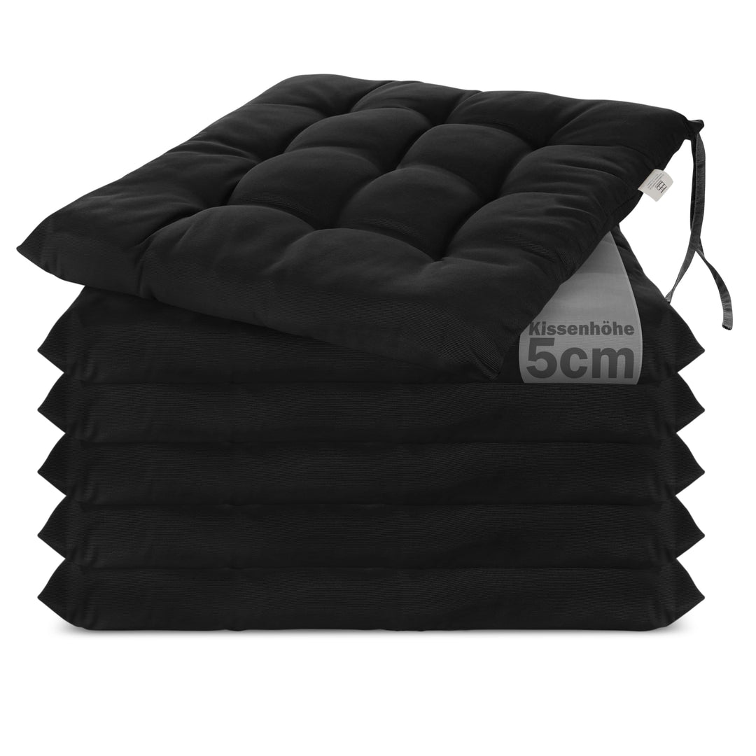 Brandsseller 6er Set Stuhlkissen 40x40 cm Sitzkissen Polster Stuhlauflage mit Haltebändern Dekokisse