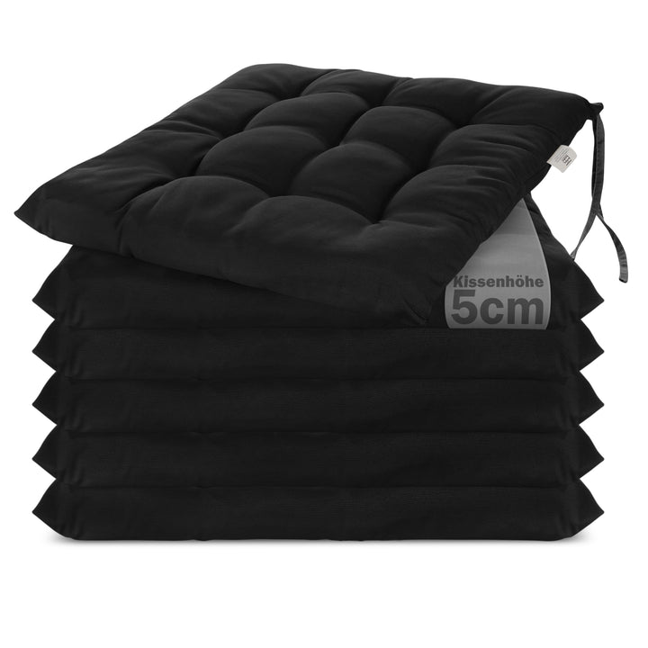 Brandsseller 6er Set Stuhlkissen 40x40 cm Sitzkissen Polster Stuhlauflage mit Haltebändern Dekokisse
