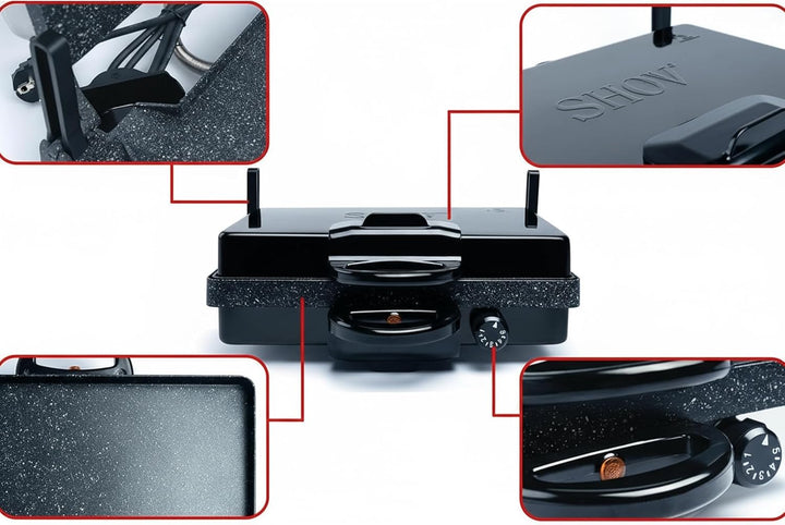 SHOV Multigrill Tandir 2000W Black Edition mit Granit-Beschichtung, Ober-/Unterhitze, 5-stufiger The