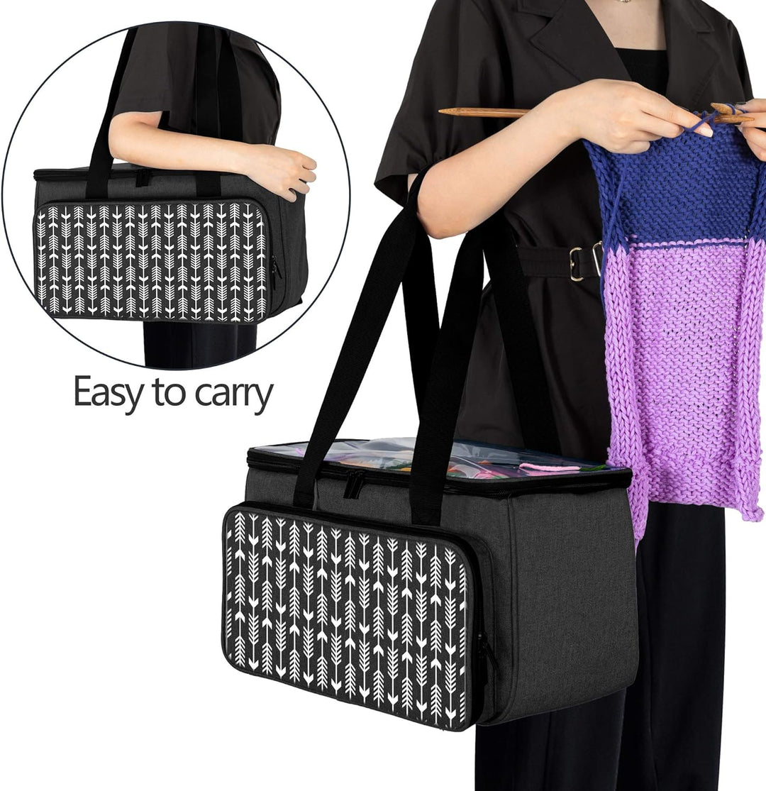 Yarwo Tasche für Garnaufbewahrung, Stricktasche zur Aufbewahrung von Wolle, Handarbeitstasche mit Gr