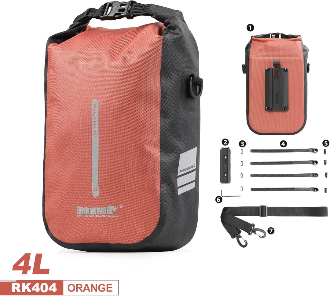Rhinowalk Fahrrad Gepäckträgertasche Wasserdicht 4/6L Vorne Fahrradtasche für Gepäckträger mit Schul