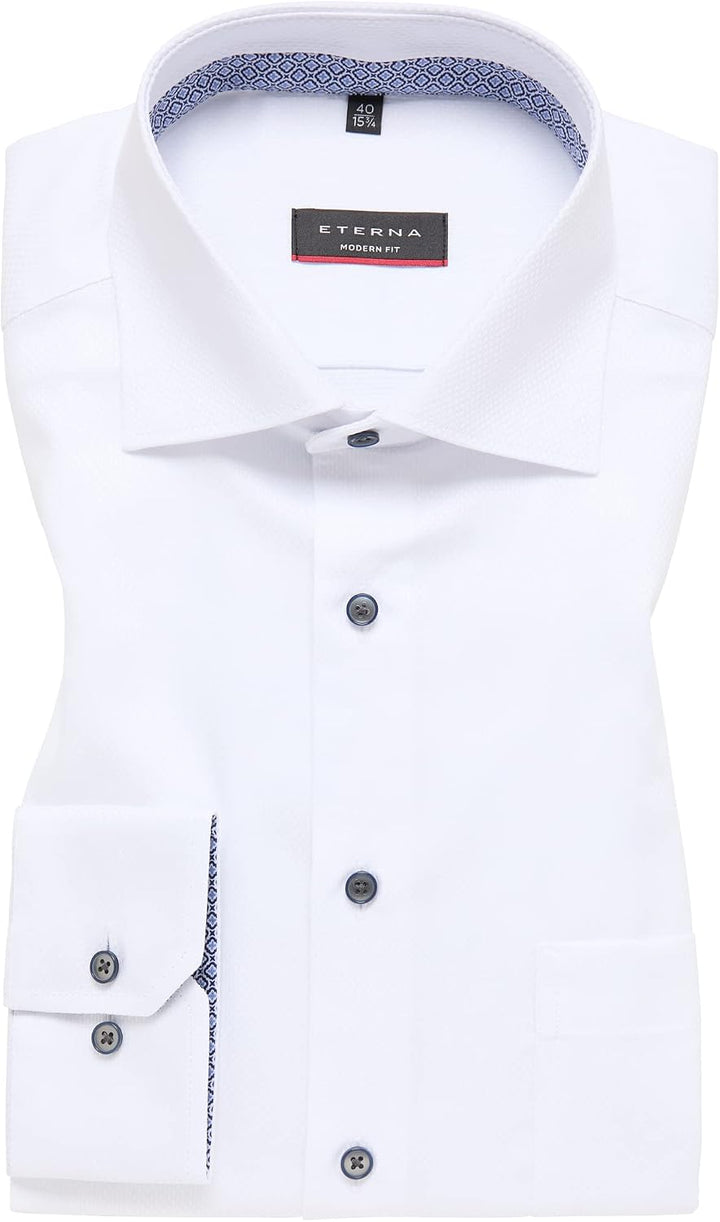 ETERNA Herren Struktur-Hemd MODERN FIT 39 Weiss, 39 Weiss